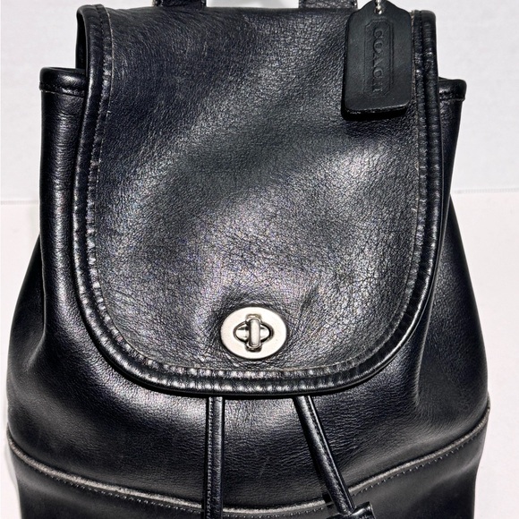 Vintage COACH Daypack Black Leather Drawstring Mini Backpack Bag 9960 USA Y2K - Picture 8 of 16